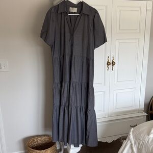 Brochu walker Women’s Tiered Short-Sleeve Midi Dress - Gray